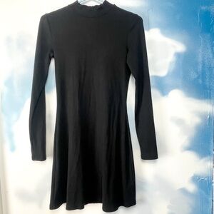 Aritzia Sunday Best ribbed mock neck black long sleeve mini dress